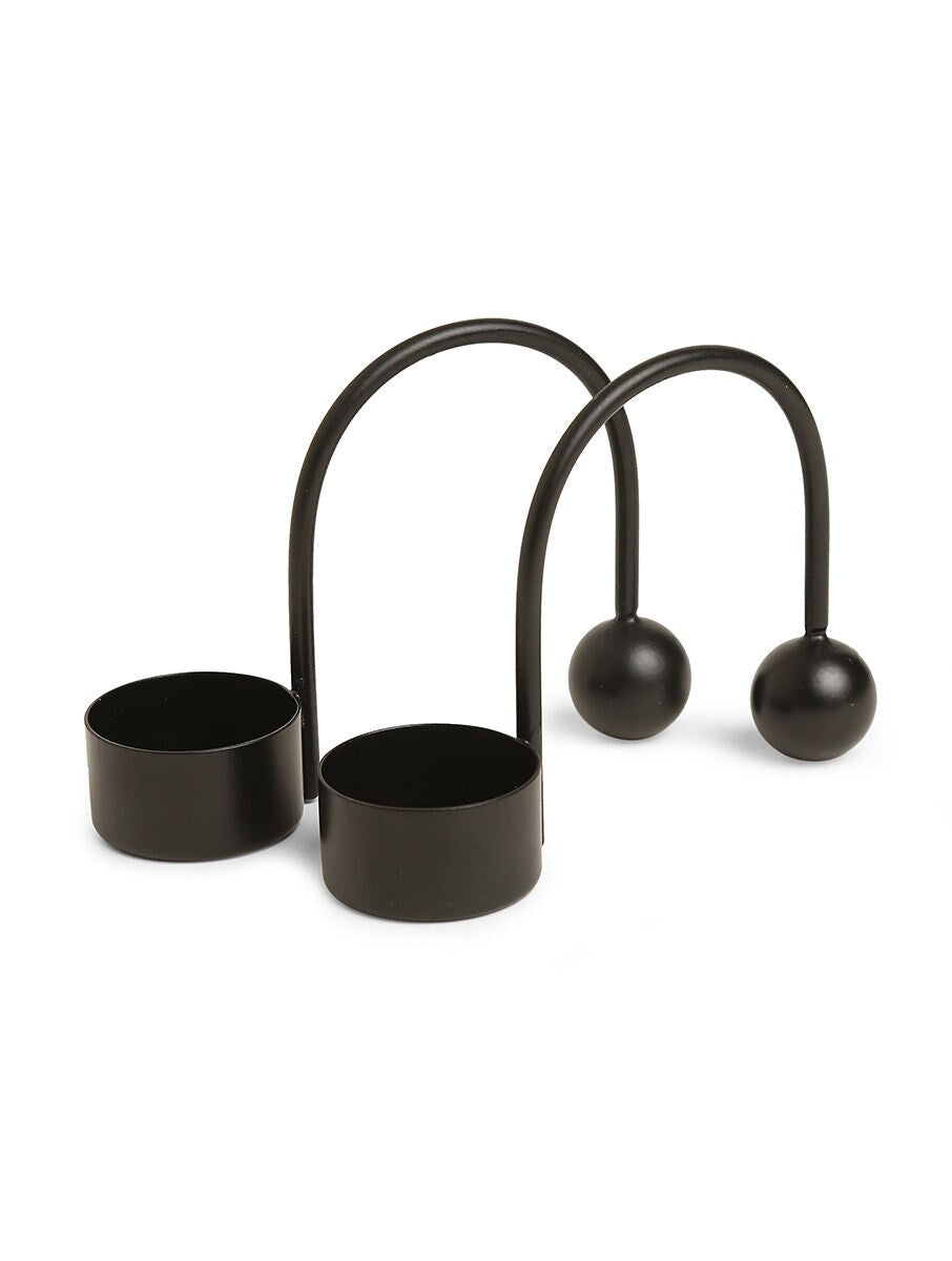 Modern Arched Dual Taper Candle Holder - Set Of 2
