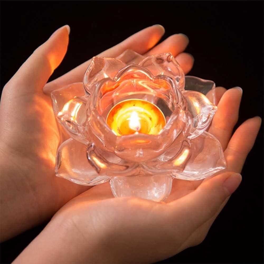 Glass Lotus Flower Tea Light Candle Holder
