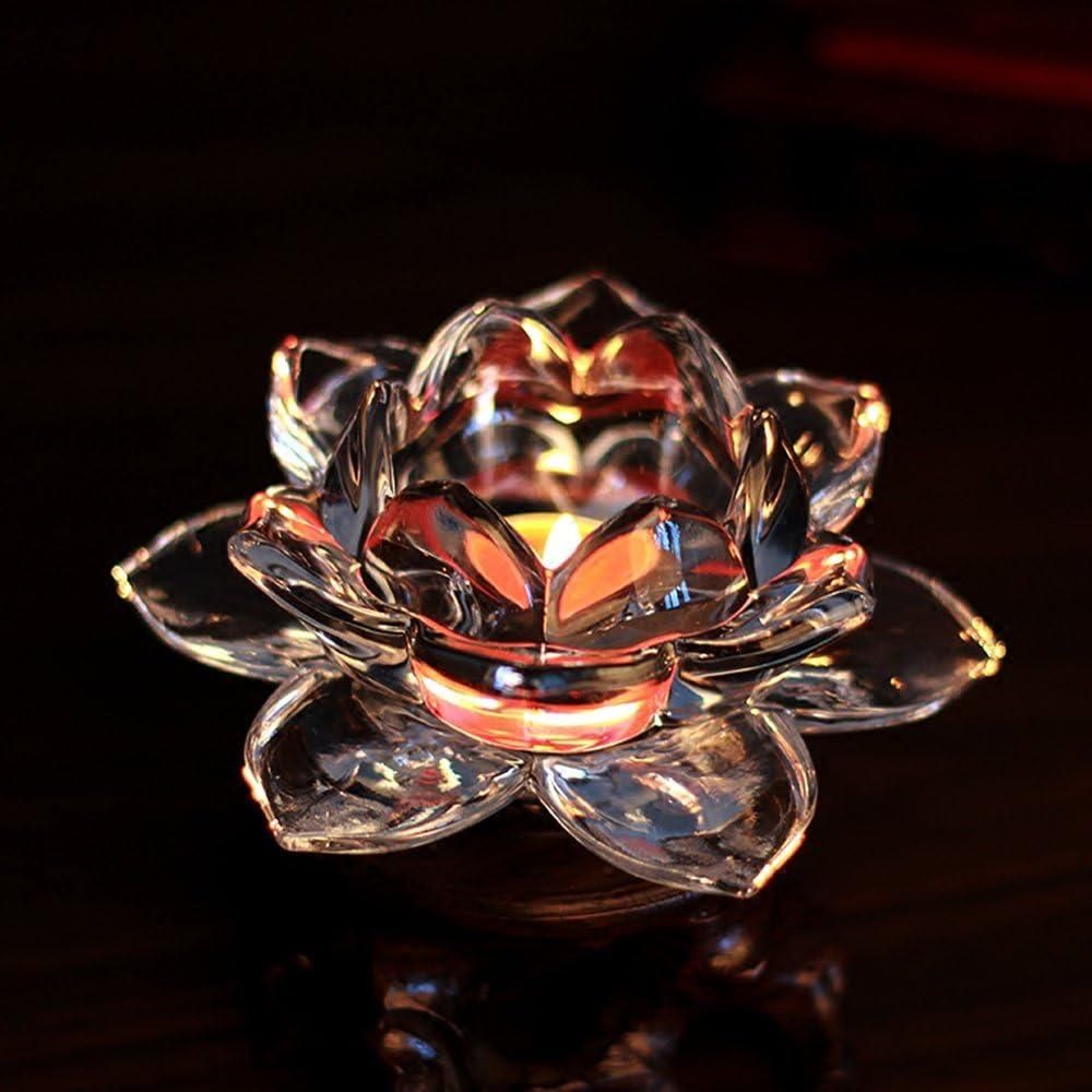 Glass Lotus Flower Tea Light Candle Holder