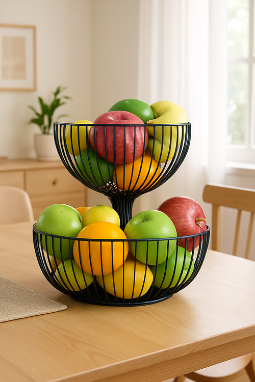 2-Tier Metal Fruit Basket Stand
