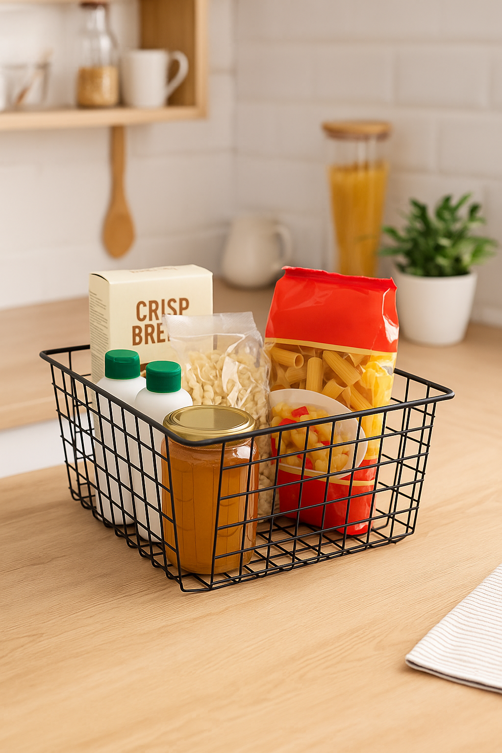 Modern Black Metal Wire Storage Basket