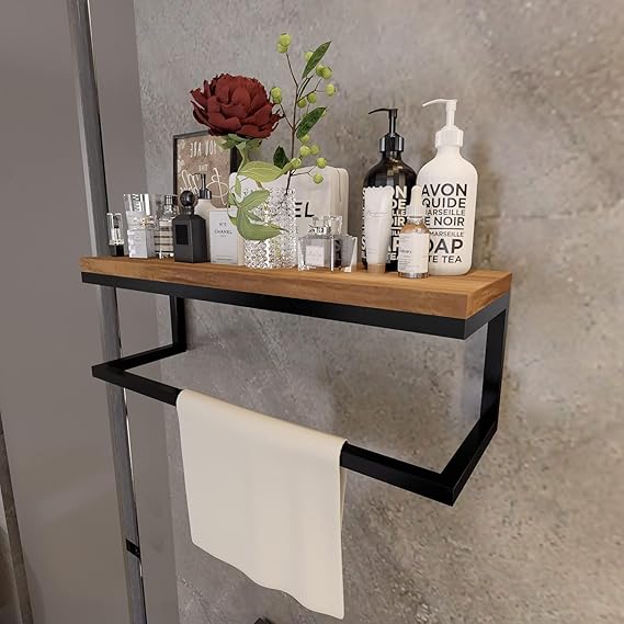 Modern Wooden Display Stand with Black Metal Frame