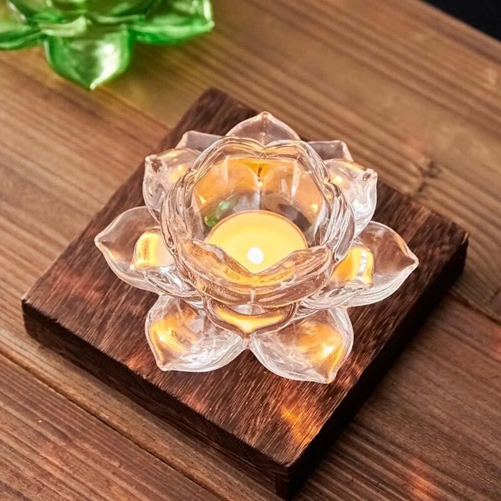 Glass Lotus Flower Tea Light Candle Holder