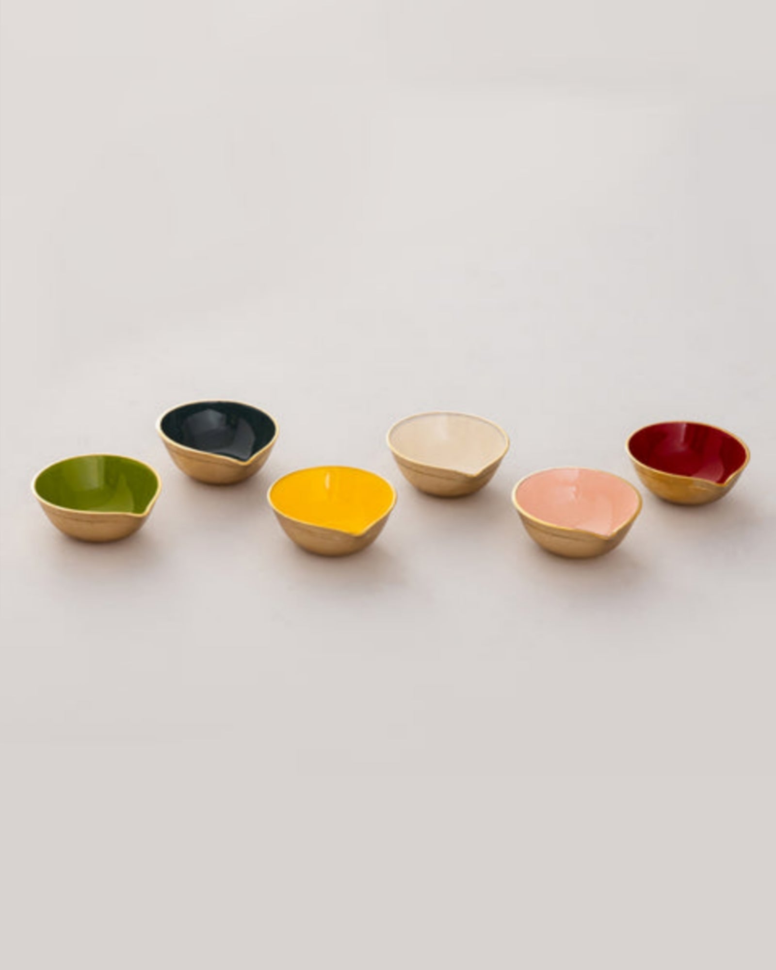 Traditional Brass Enameled Diya (Set of 6)