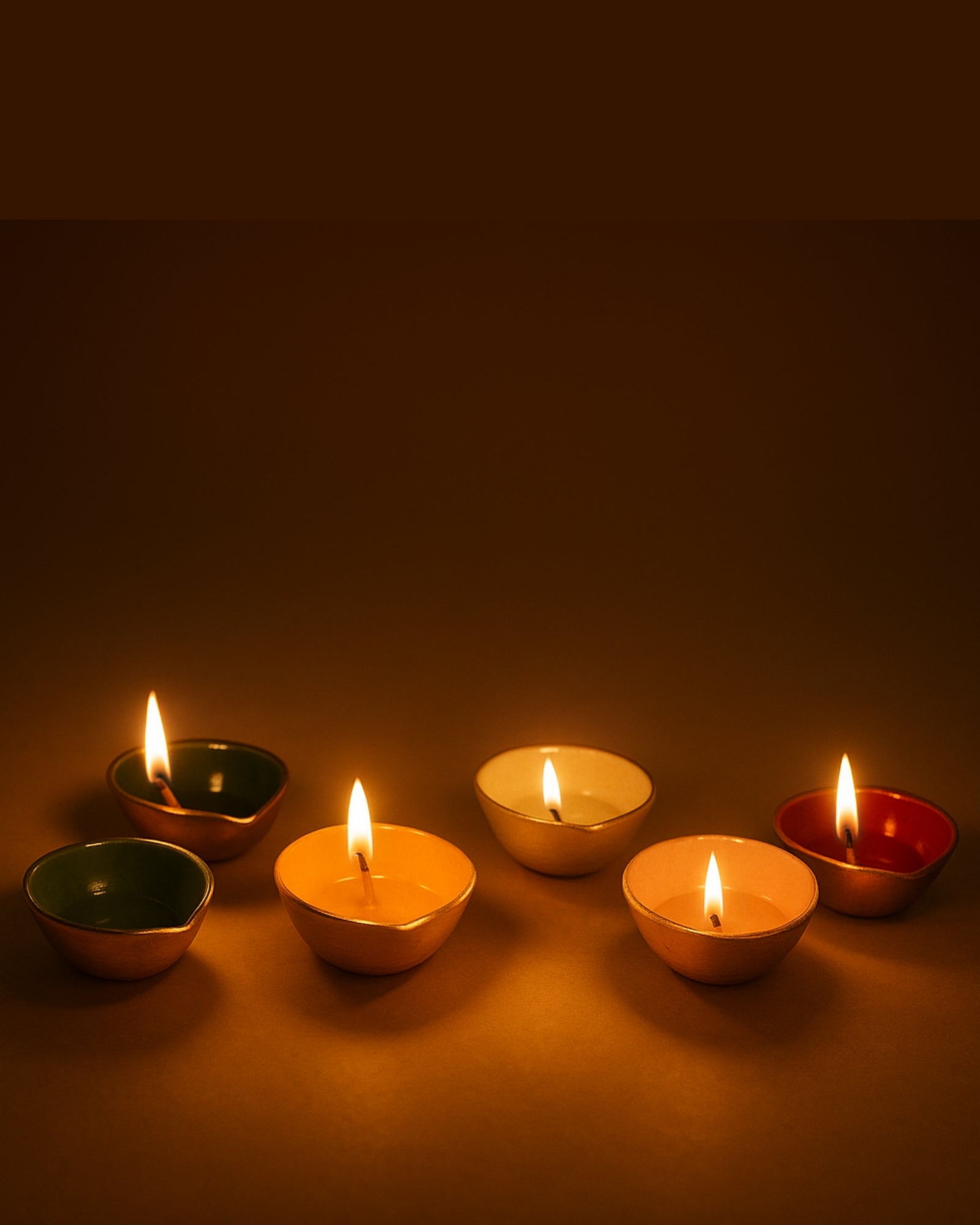 Traditional Brass Enameled Diya (Set of 6)