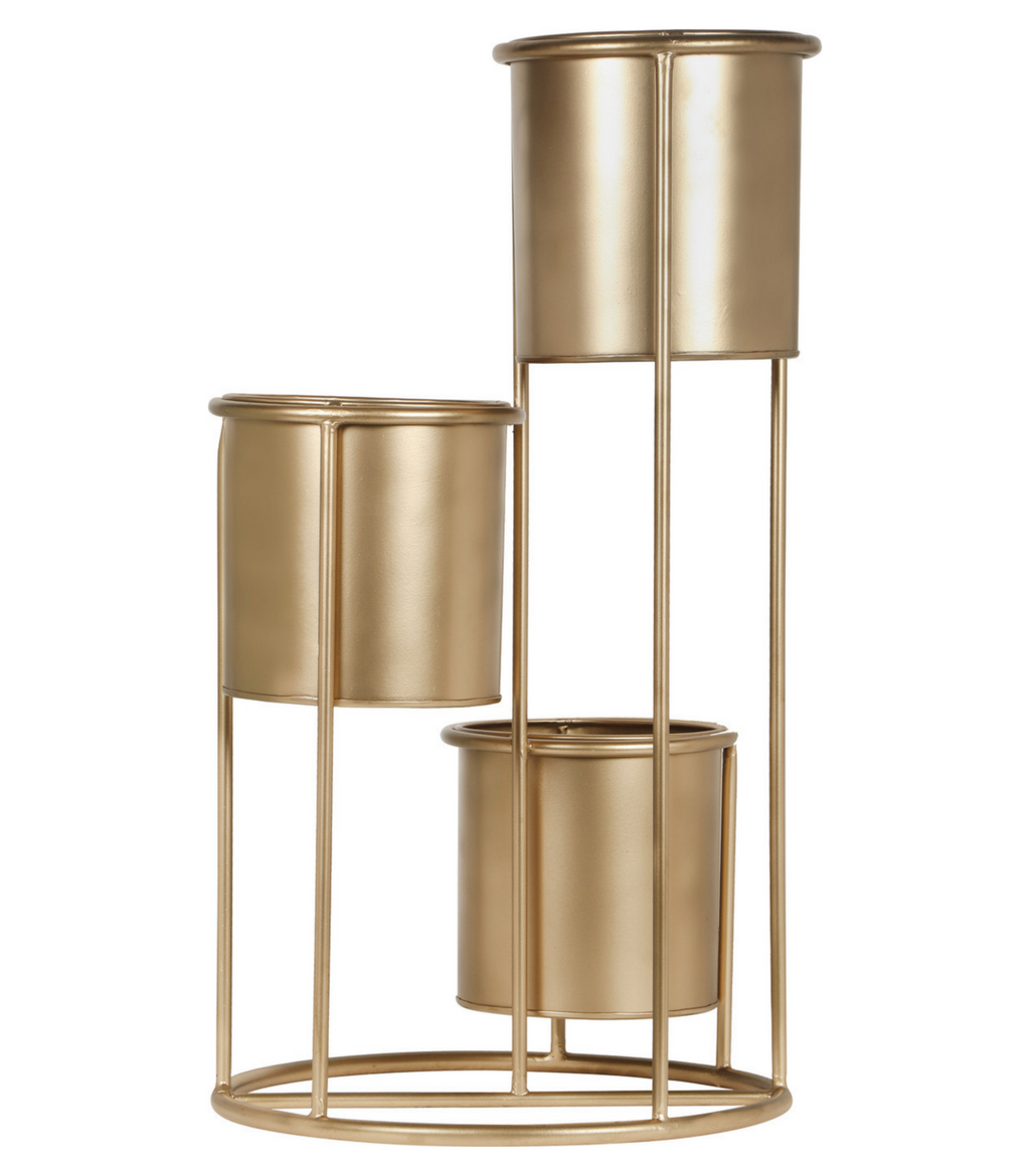 Elegant Gold 3-Tier Metal Planter Stand