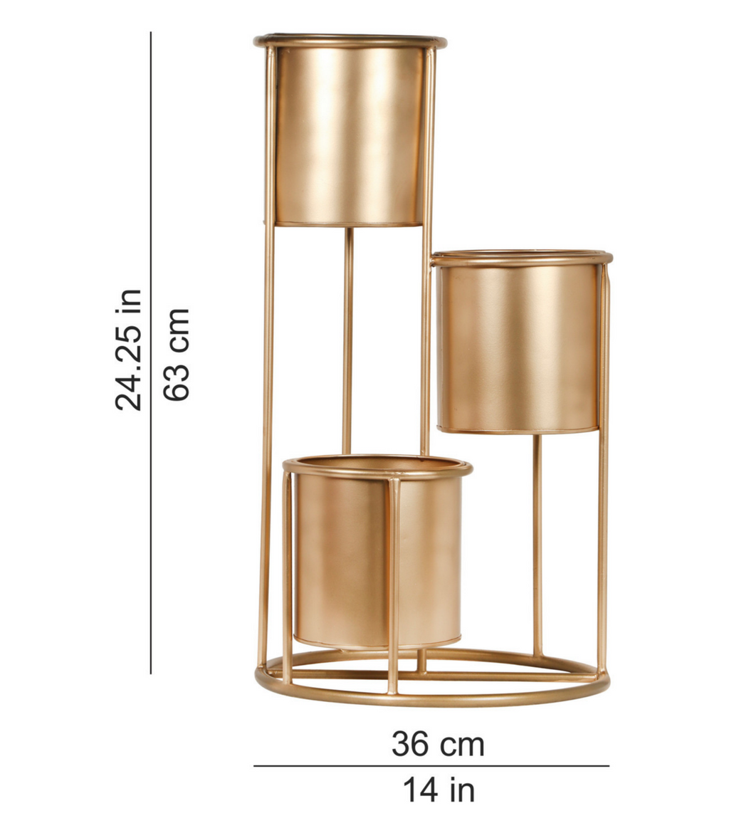 Elegant Gold 3-Tier Metal Planter Stand