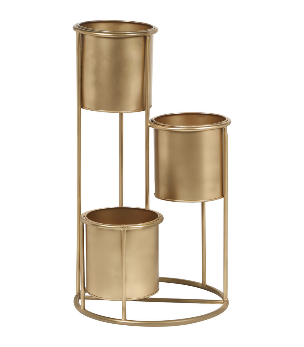 Elegant Gold 3-Tier Metal Planter Stand
