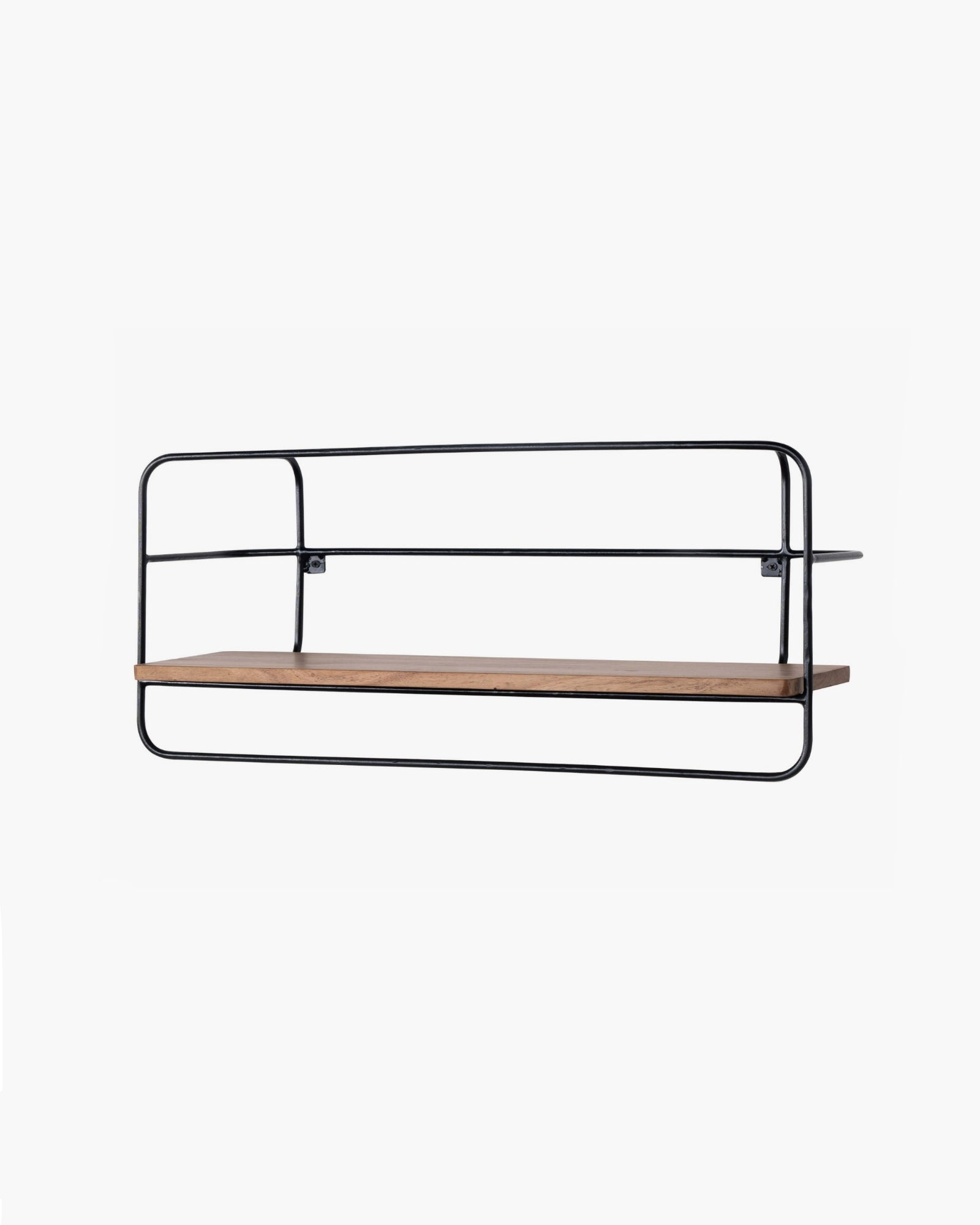 Minimalist Wall Shelf with Metal Frame & Wooden Base