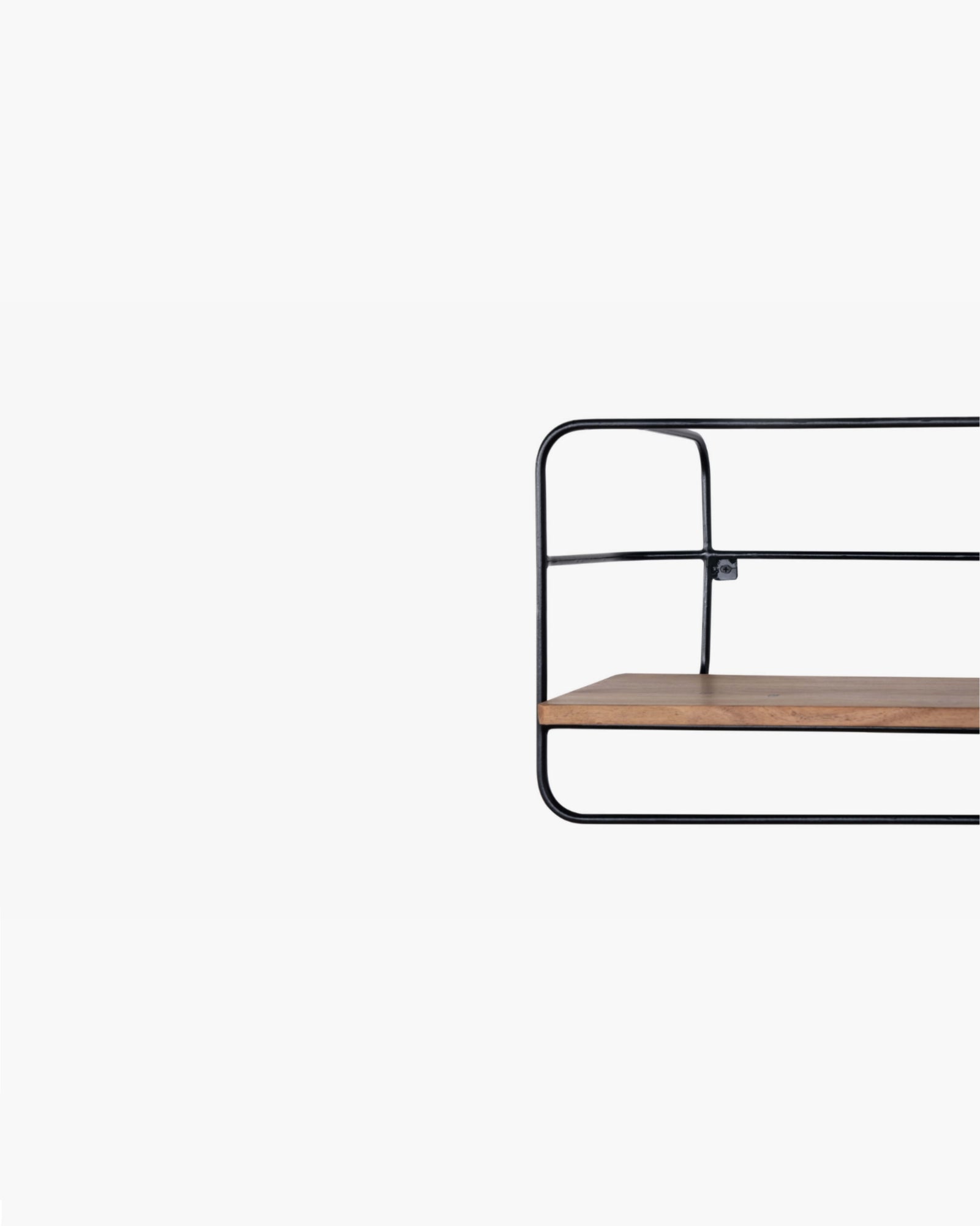 Minimalist Wall Shelf with Metal Frame & Wooden Base