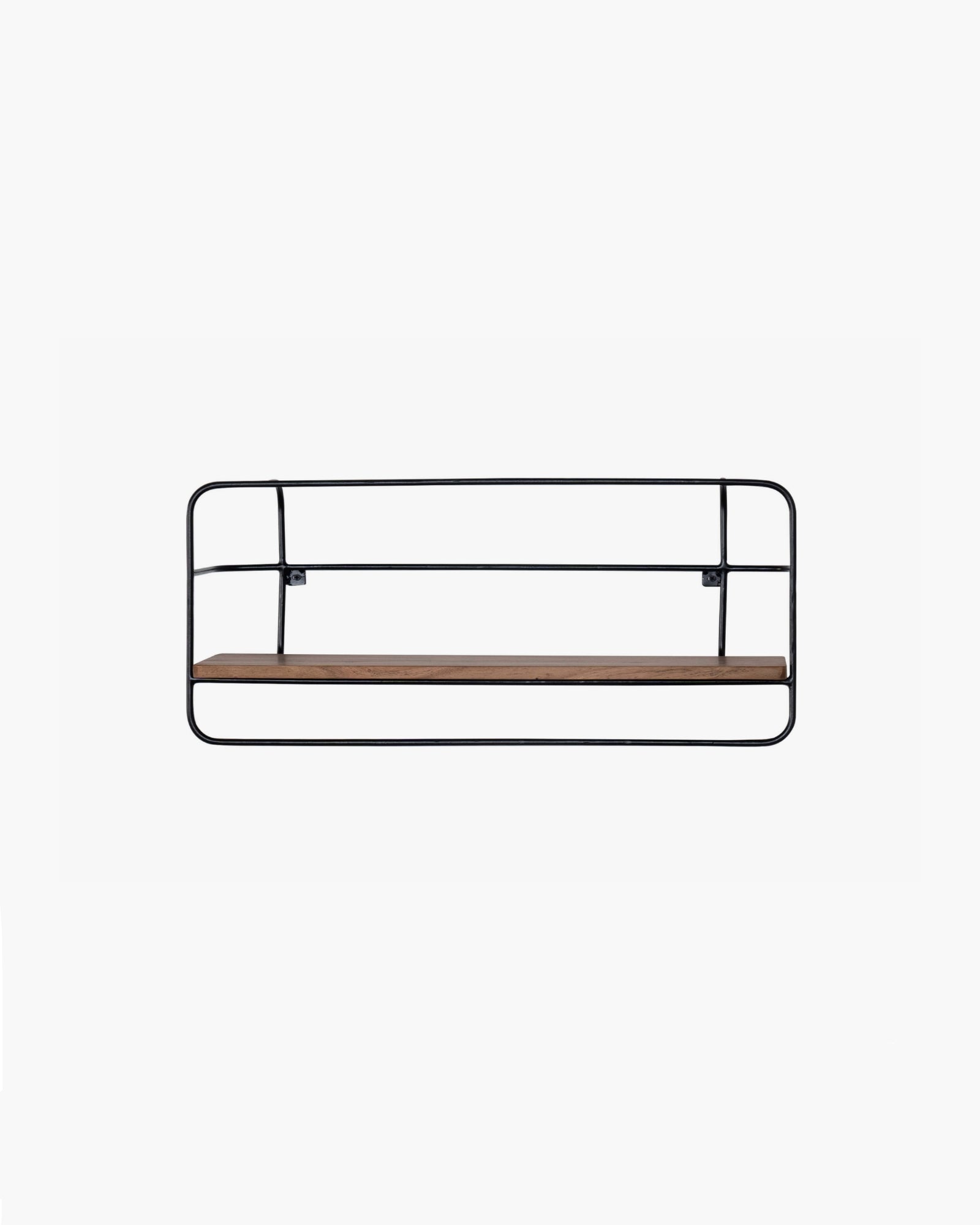 Minimalist Wall Shelf with Metal Frame & Wooden Base