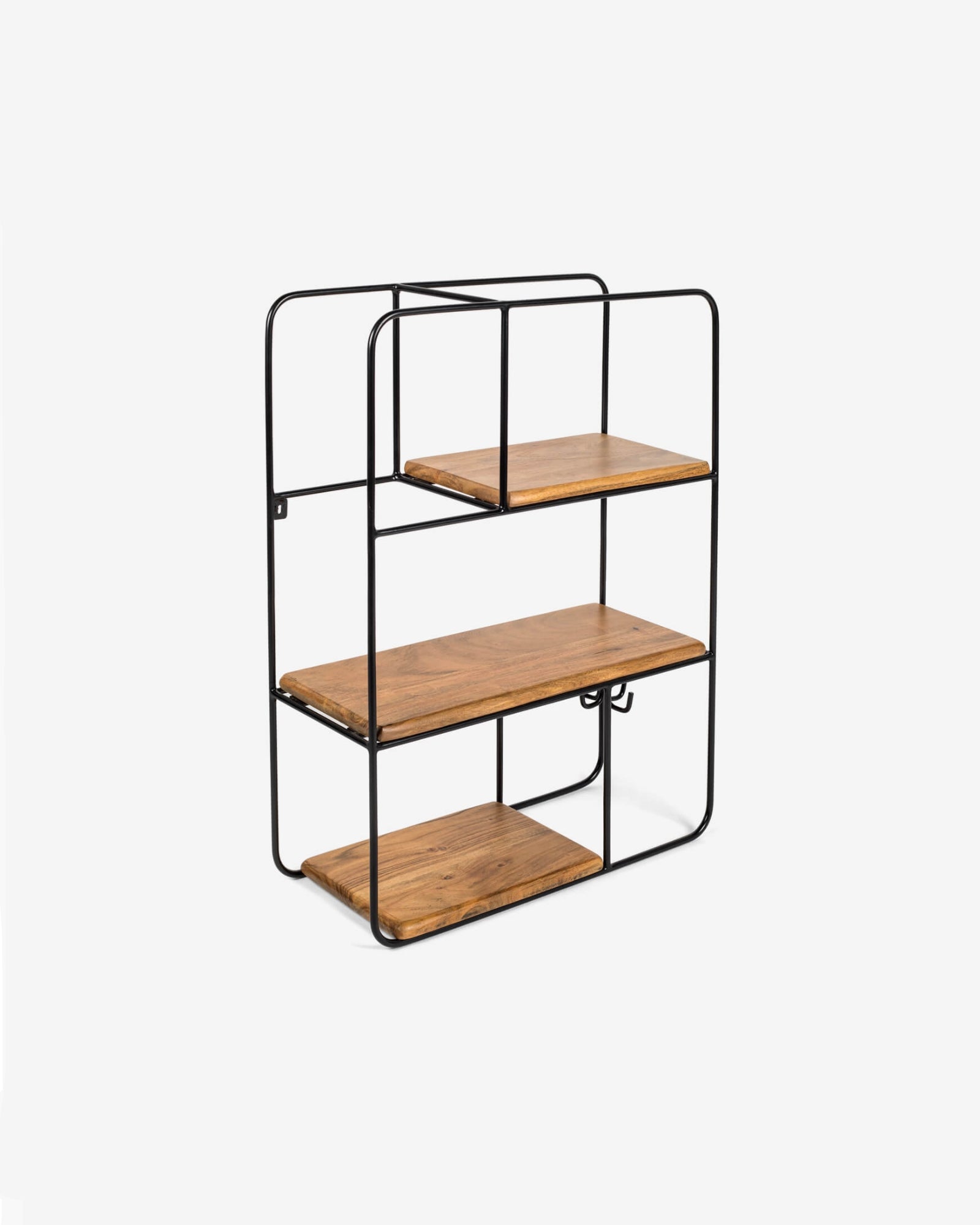 Industrial Chic Wall Shelf with Wooden Planks