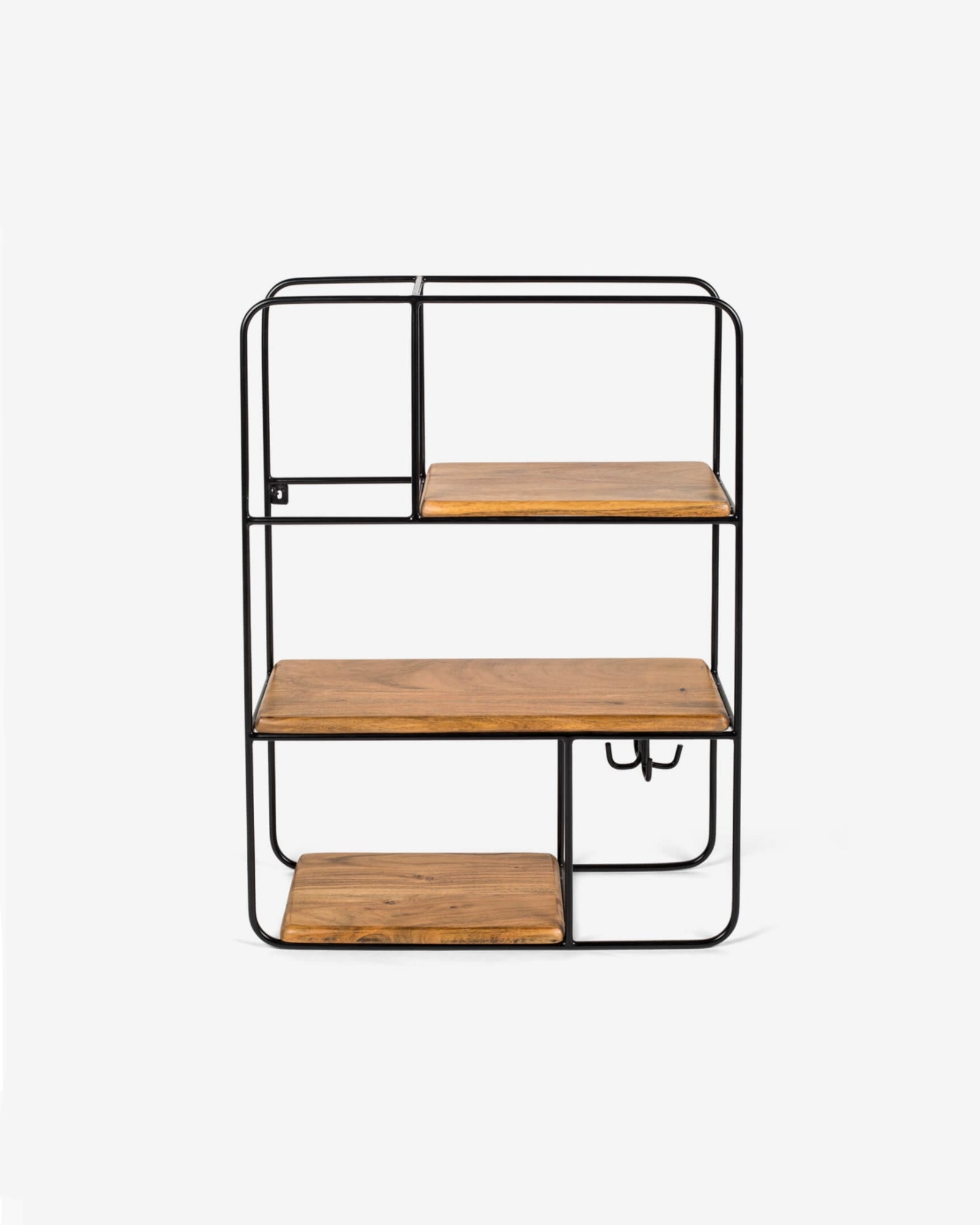 Industrial Chic Wall Shelf with Wooden Planks