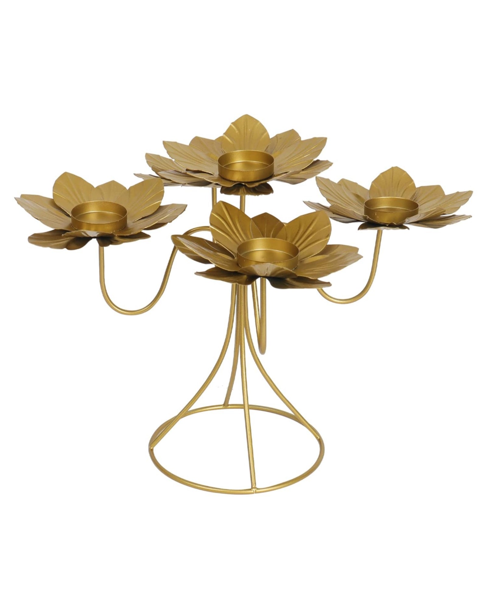 Handcrafted Brass Lotus Tealight Holder – 5 Arms