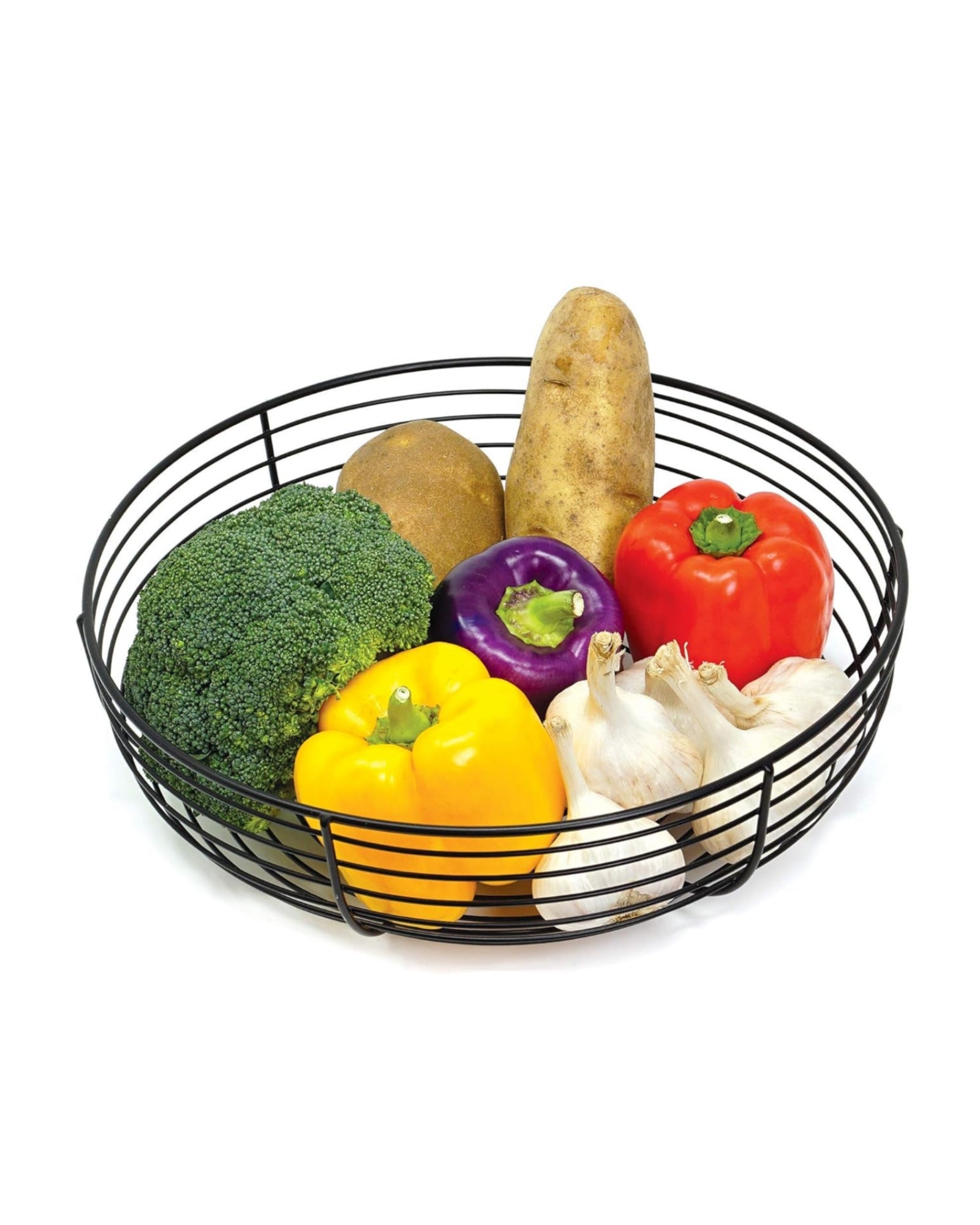 Modern Black Iron Wire Fruit Basket – Round