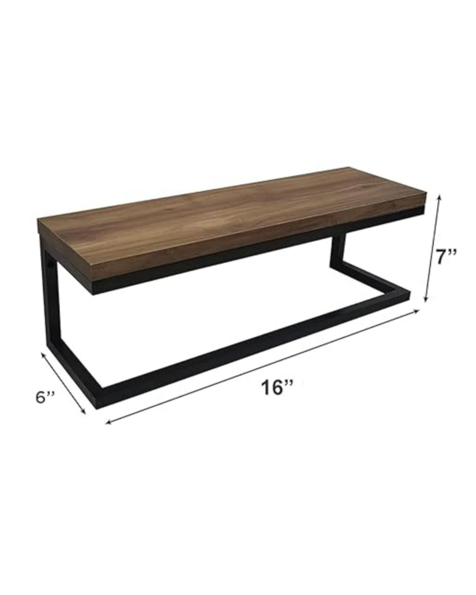 Modern Wooden Display Stand with Black Metal Frame