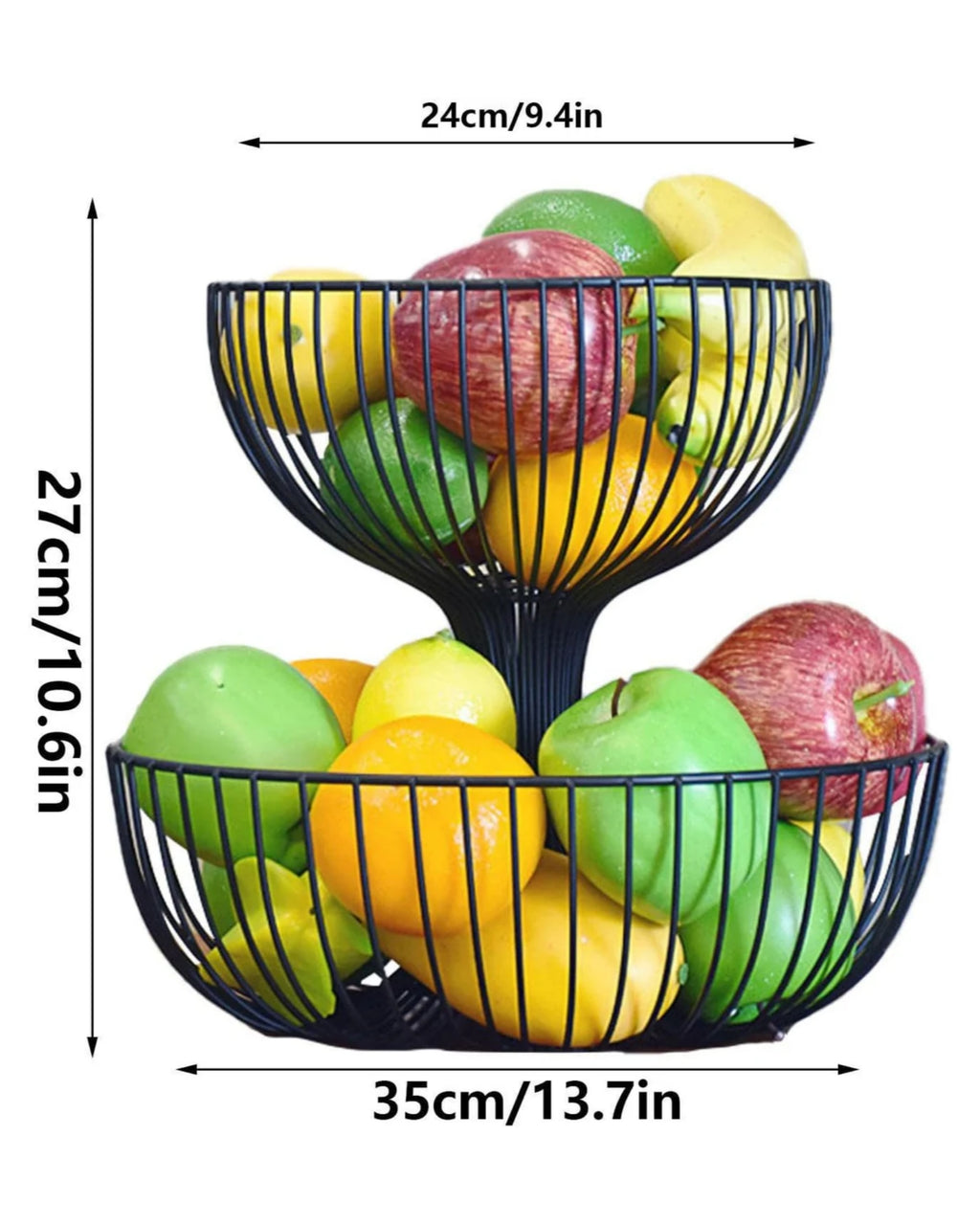 2-Tier Metal Fruit Basket Stand