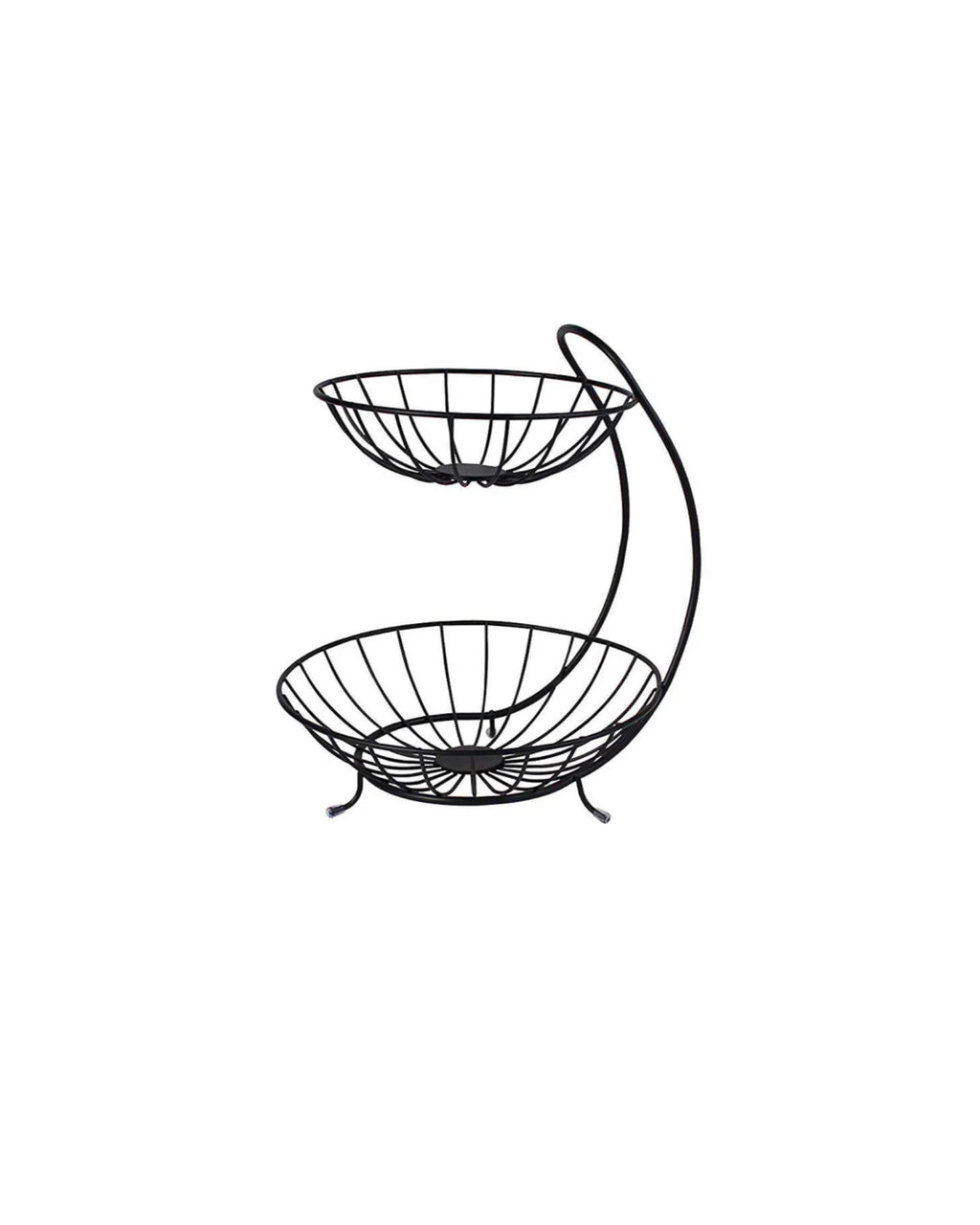 2-Tier Metal Fruit Basket with Curved Stand
