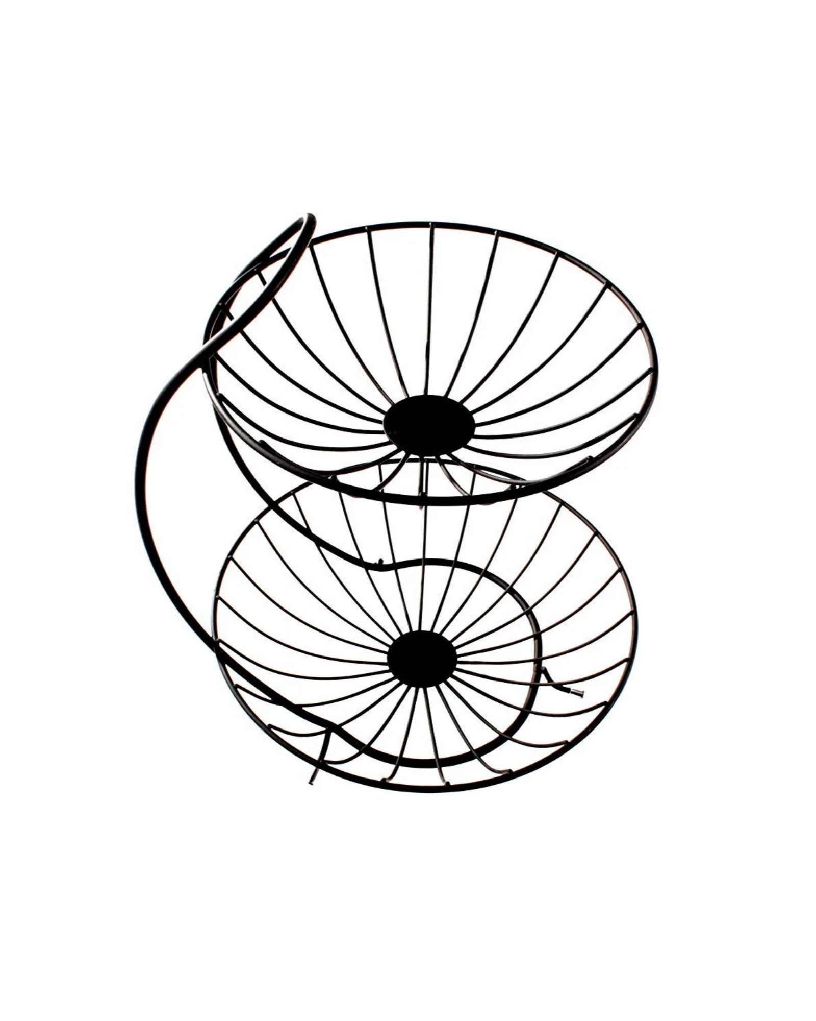 2-Tier Metal Fruit Basket with Curved Stand