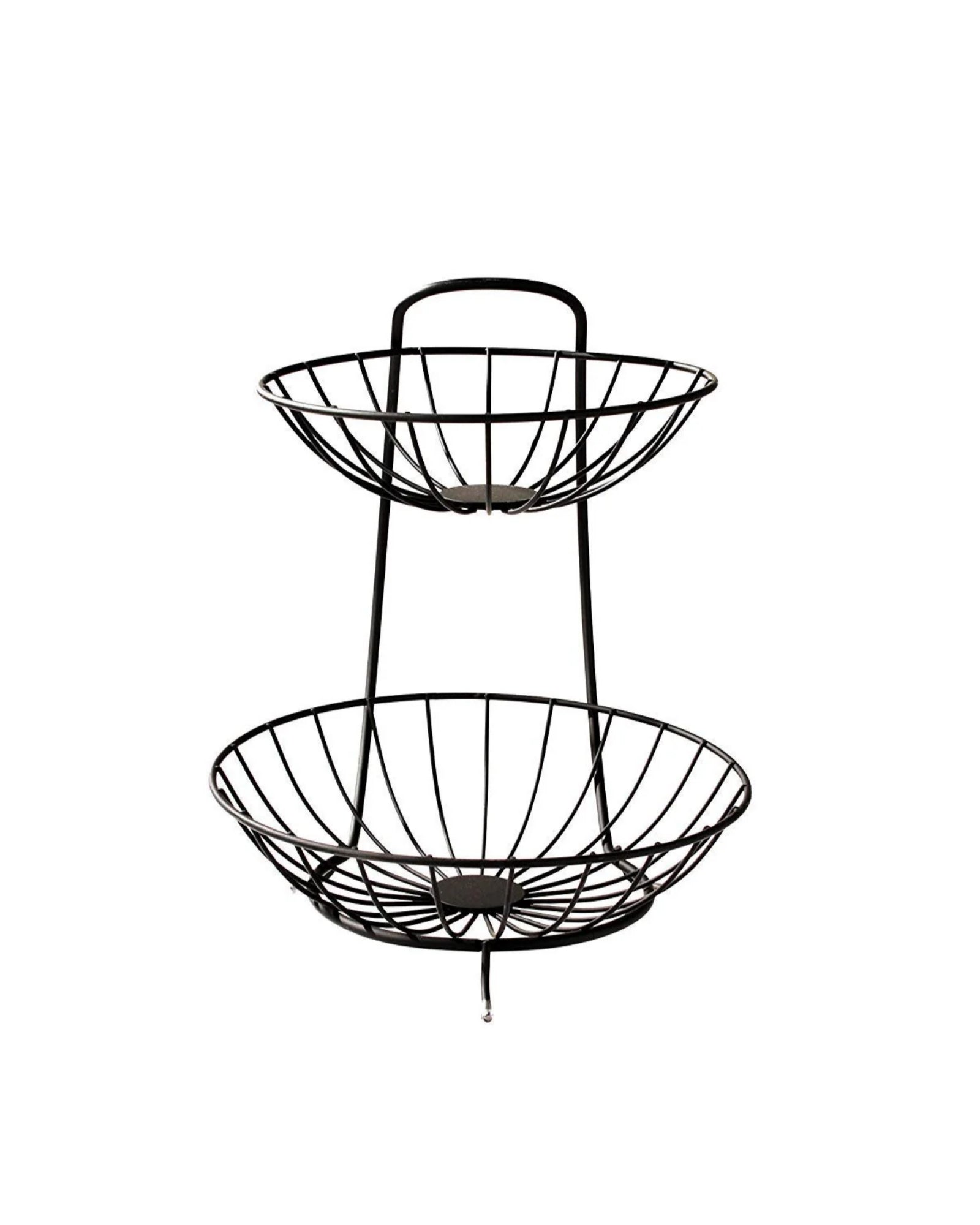 2-Tier Metal Fruit Basket with Curved Stand