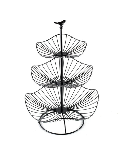 3-Tier Metal Fruit Basket Stand with Bird Top