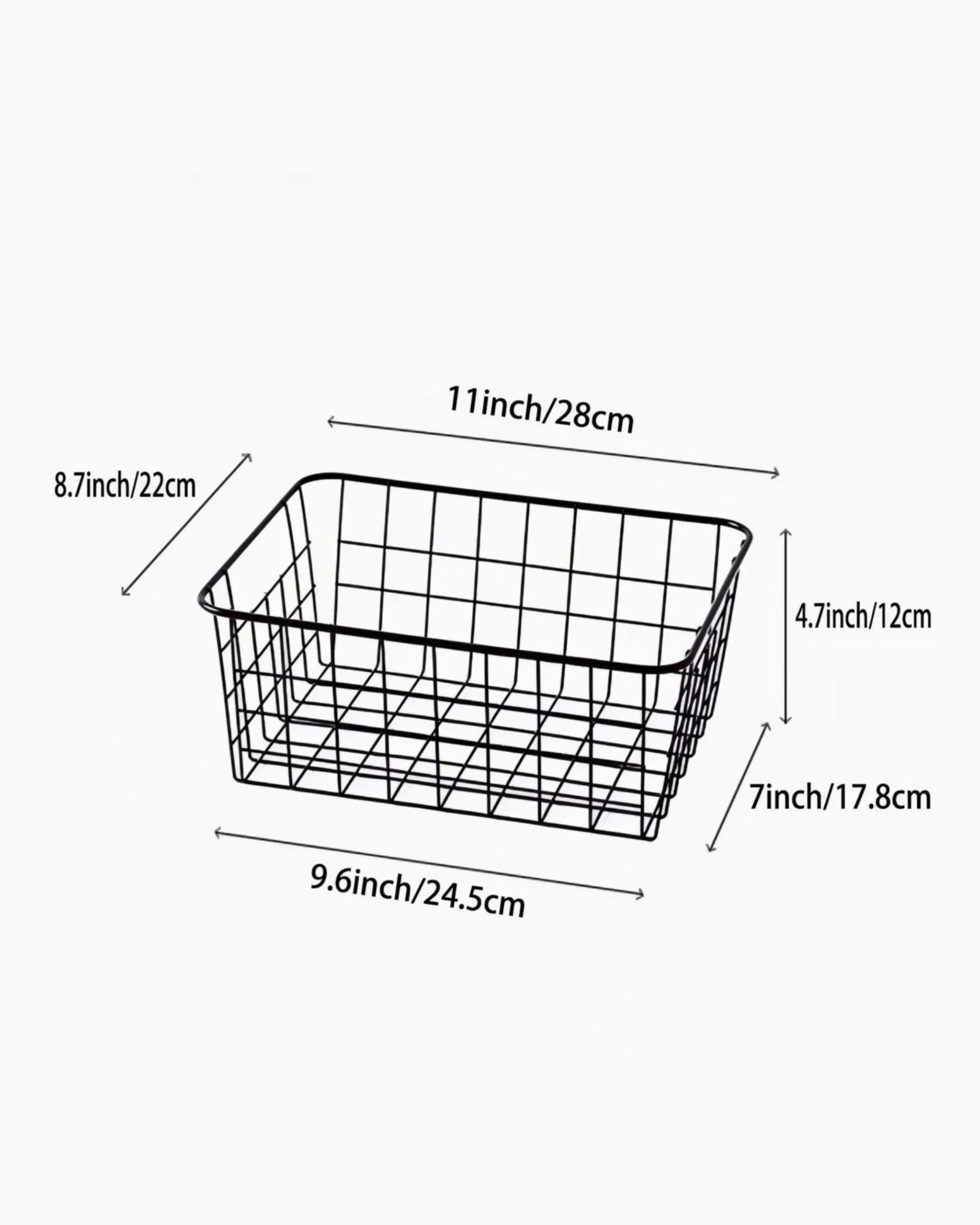 Modern Black Metal Wire Storage Basket