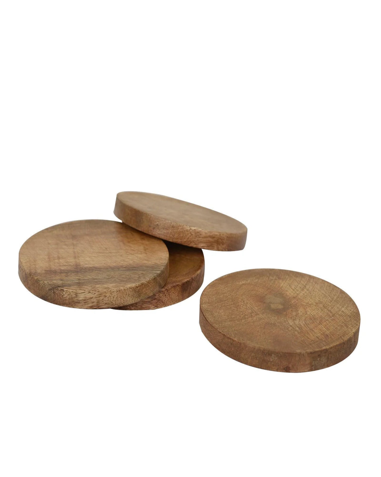 Round Wooden Coasters – Set of 4
