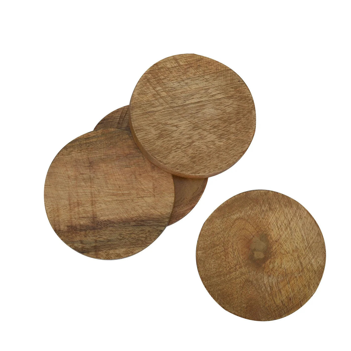 Round Wooden Coasters – Set of 4