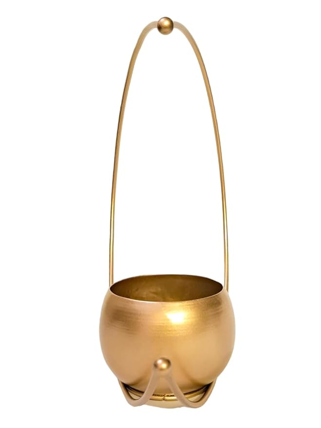 Gold Finish Hanging Moon Planter