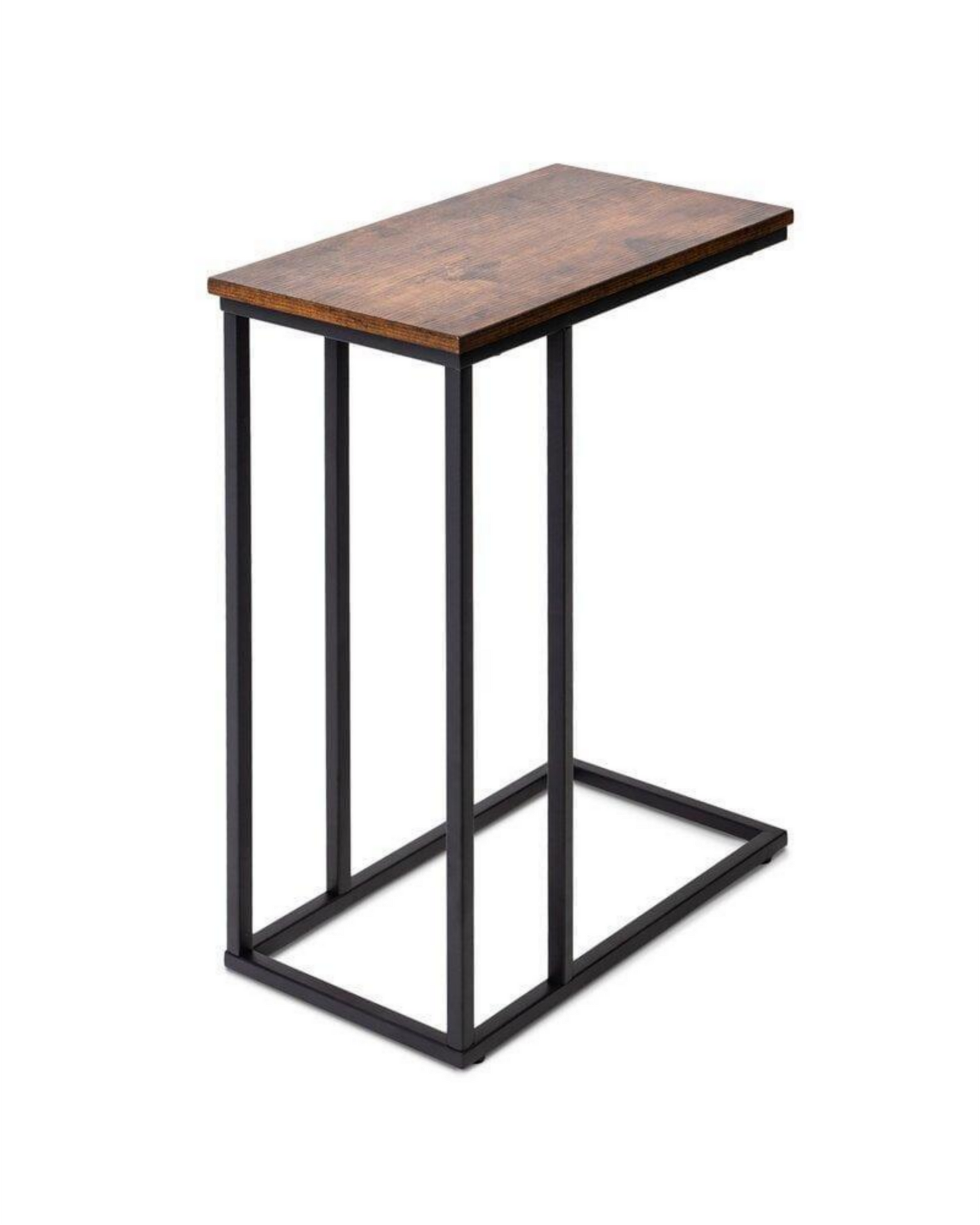 Industrial Minimalist Side Table – C-Shaped Iron Frame