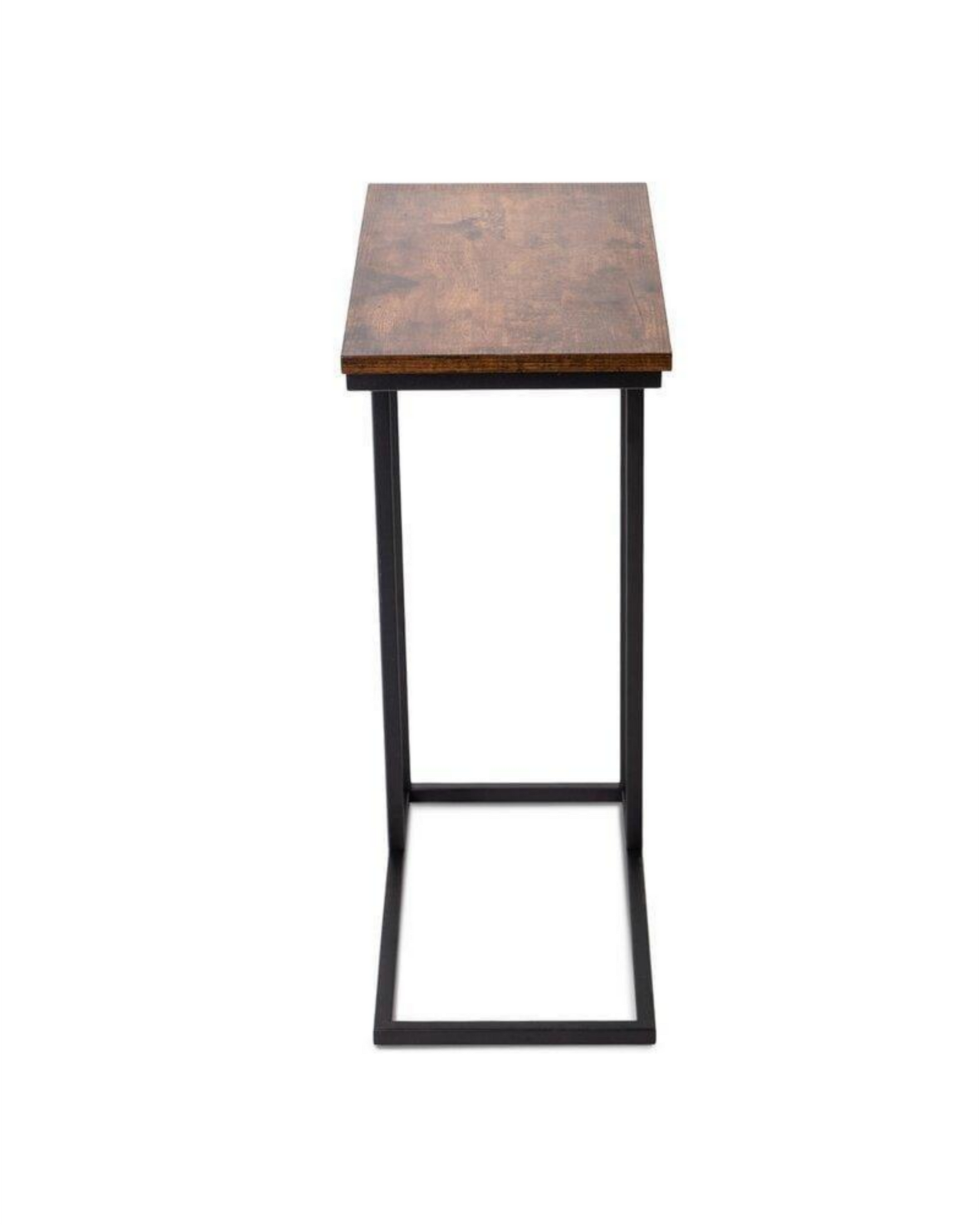 Industrial Minimalist Side Table – C-Shaped Iron Frame