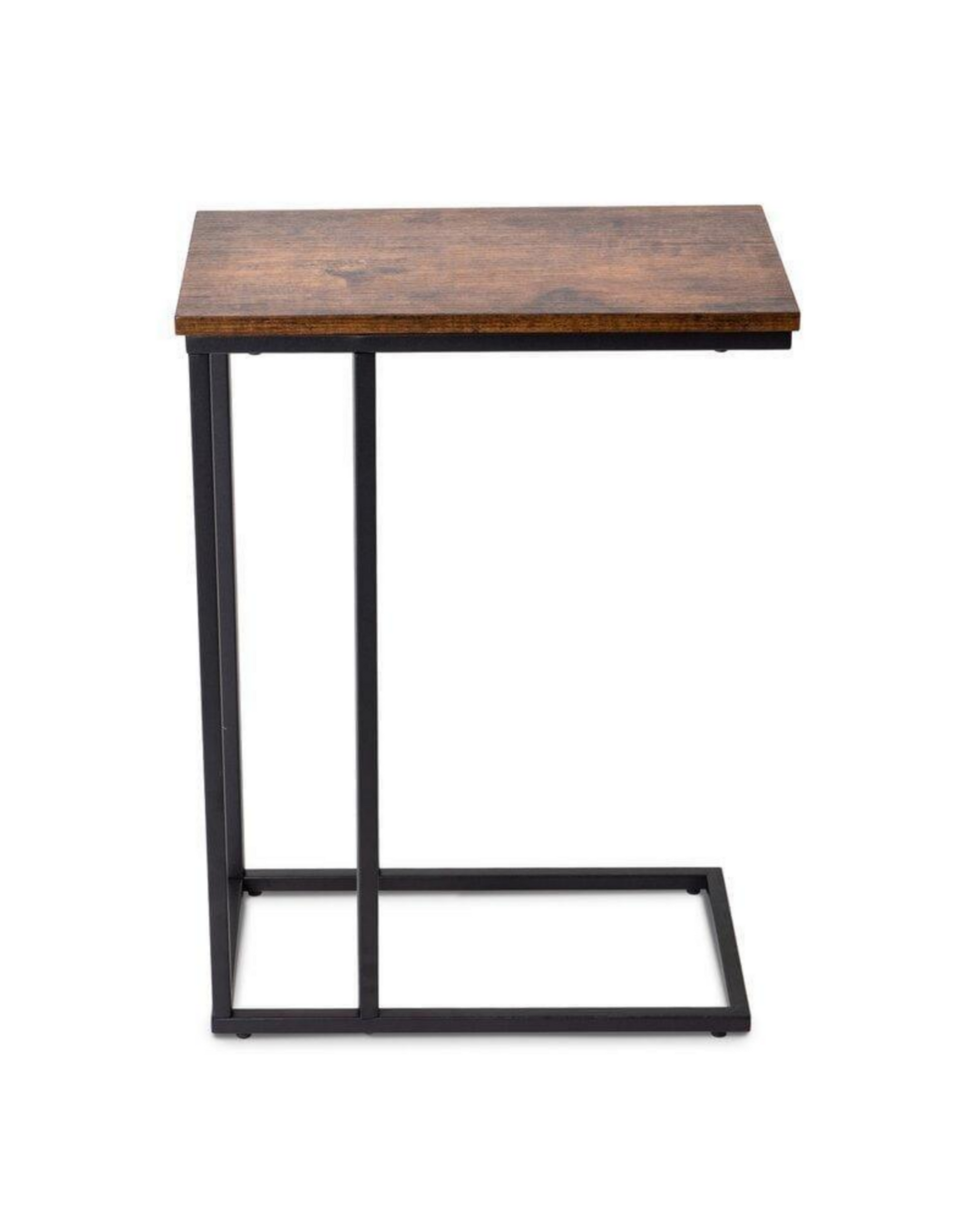 Industrial Minimalist Side Table – C-Shaped Iron Frame