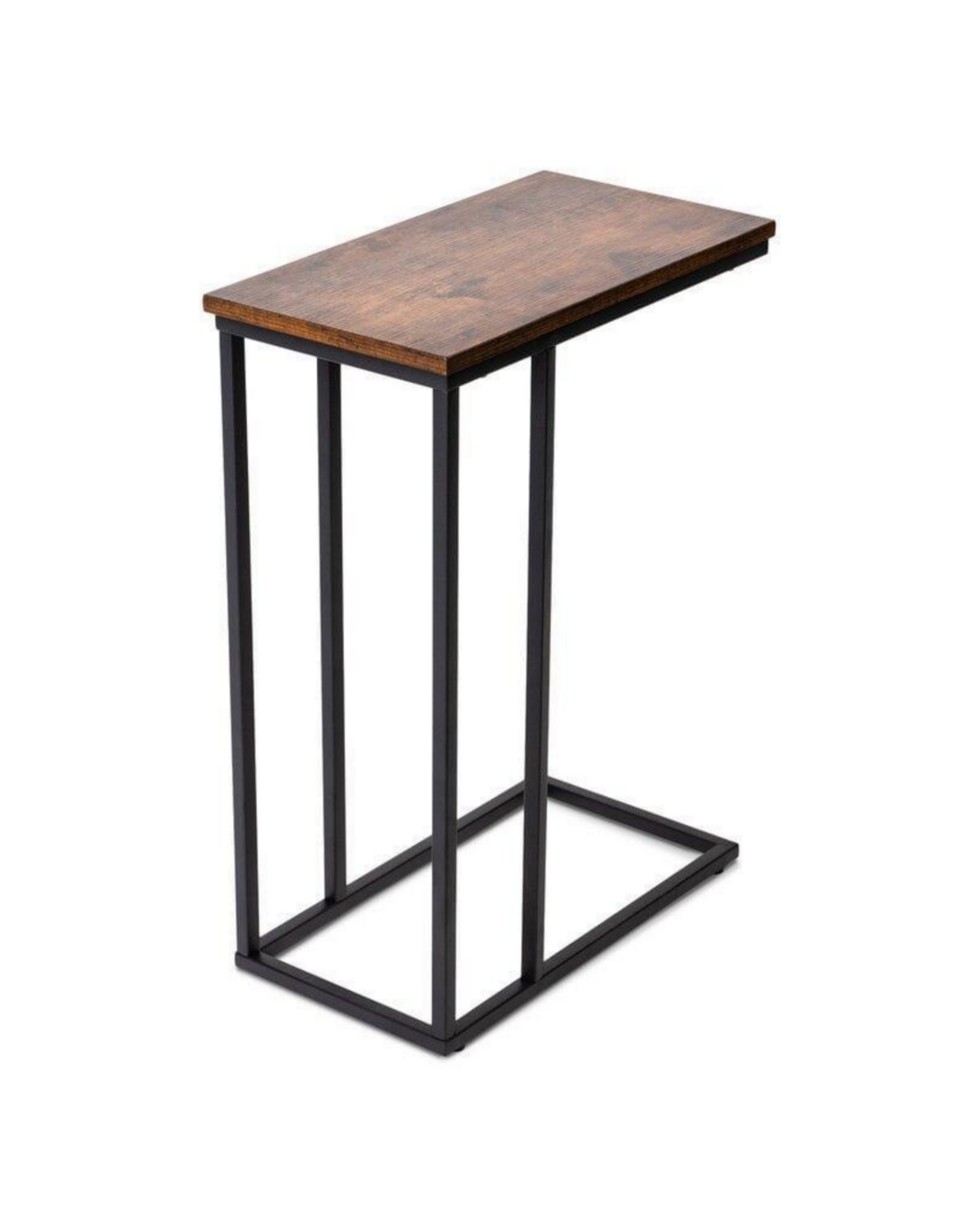 Industrial Minimalist Side Table – C-Shaped Iron Frame