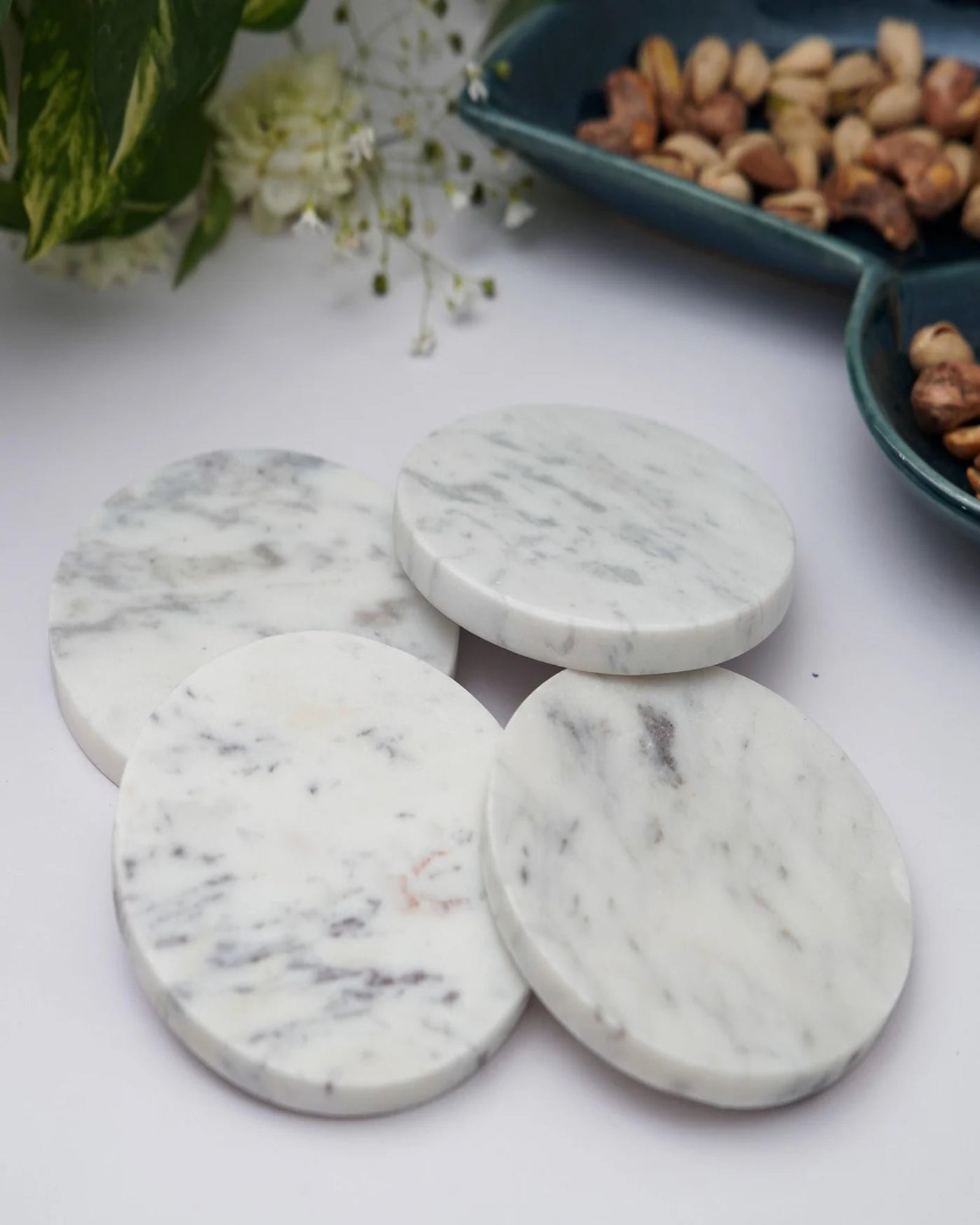 Round Marble Coasters – Set of 4